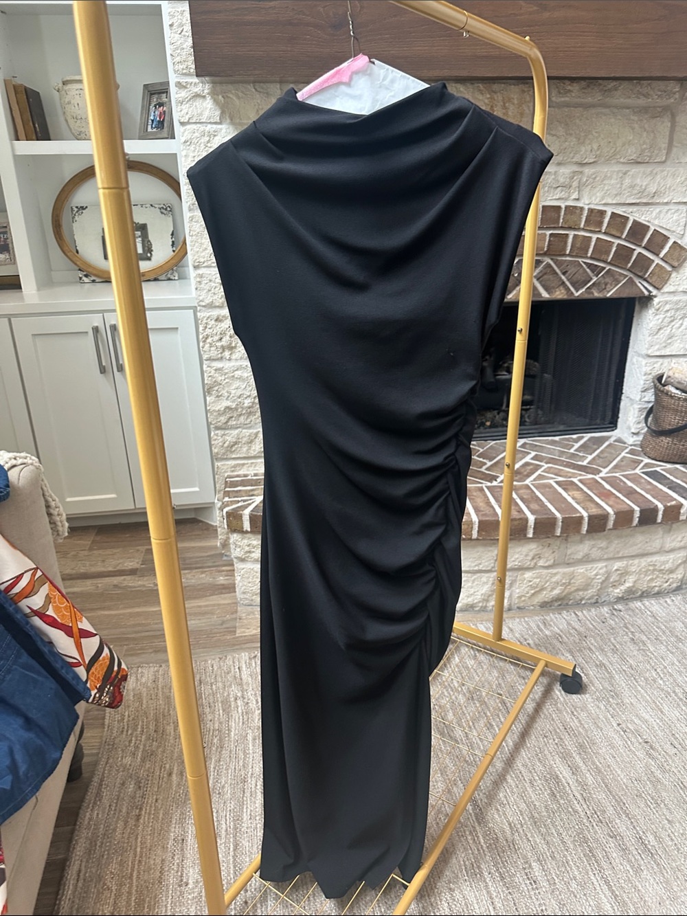 Anthropologie Black Draped Maxi Dress